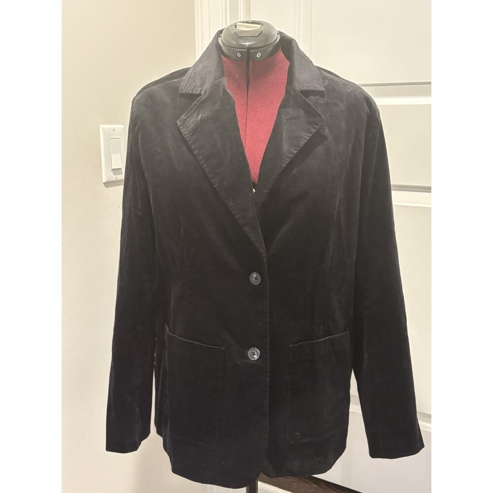 NWT Diane Gilman Black Velvet 2 Button Blazer, L